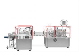 YG-N200型（單臺8頭）與8頭灌裝機+內(nèi)襯裝盒機連線